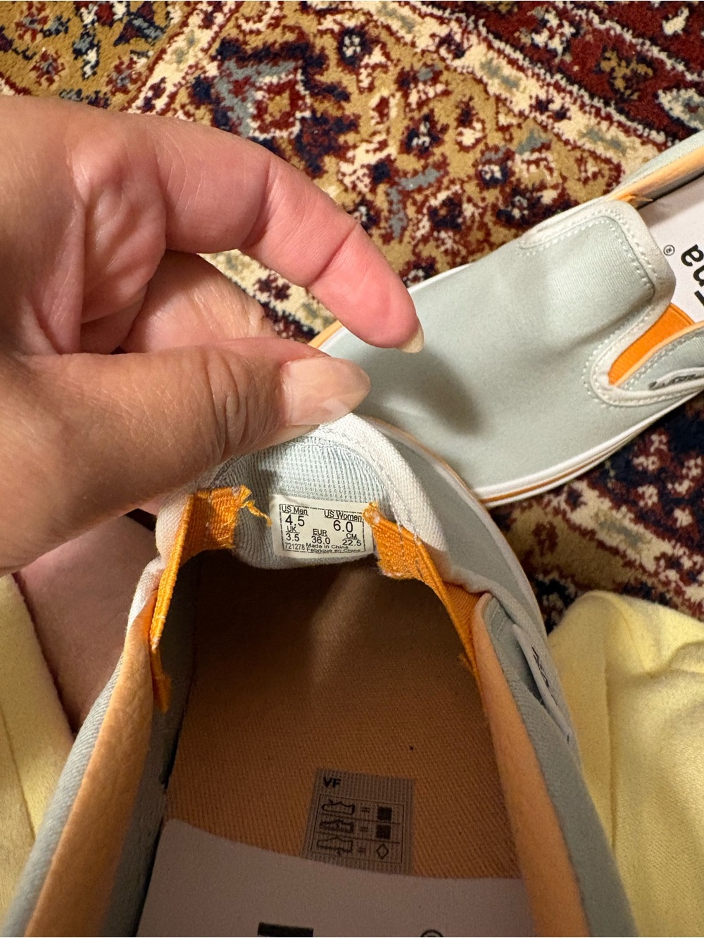 Vans x TNA slip-On Canvas in Light Sage with Orange Trim - Picture 5 of 5